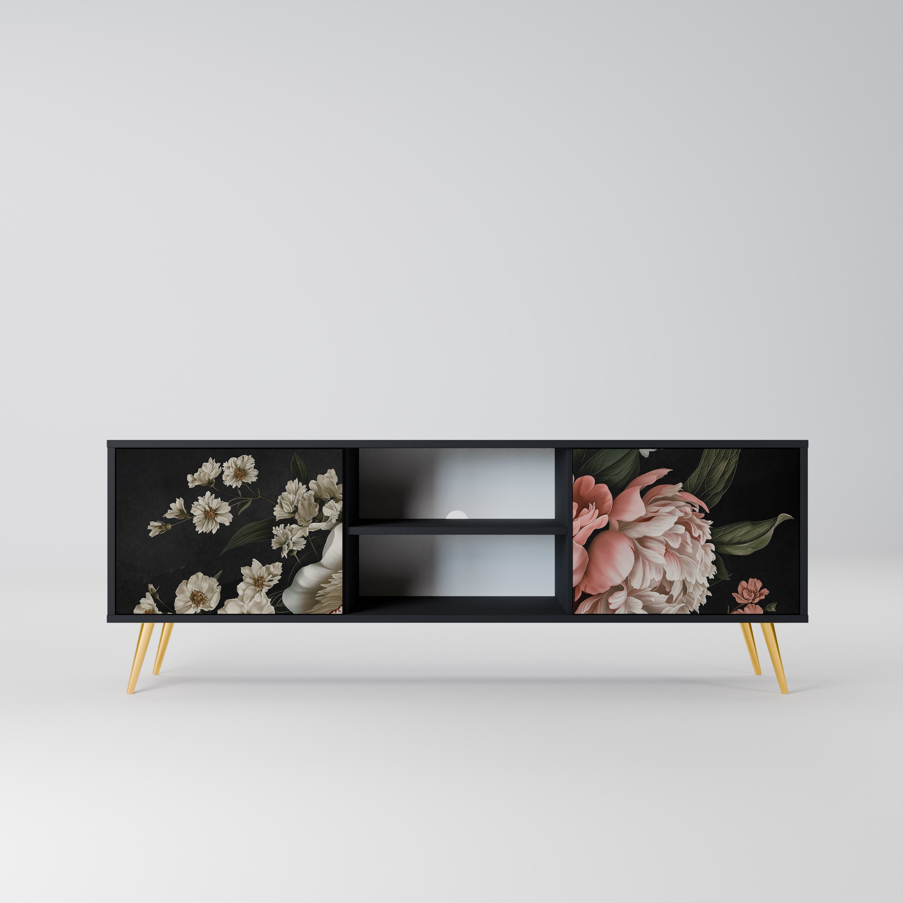 LUSH ELEGANCE Móvel de TV com 2 Portas em Acabamento Preto