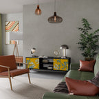 YELLOW CHINOISERIE Móvel de TV com 2 Portas em Acabamento Preto