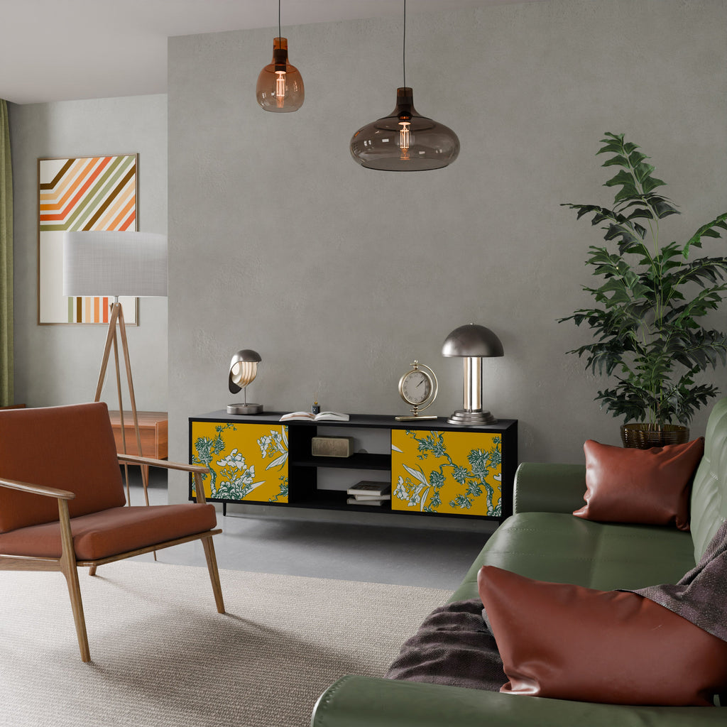 YELLOW CHINOISERIE Móvel de TV com 2 Portas em Acabamento Preto