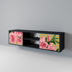 FRAGILE BEAUTY Móvel de TV com 2 Portas em Acabamento Preto