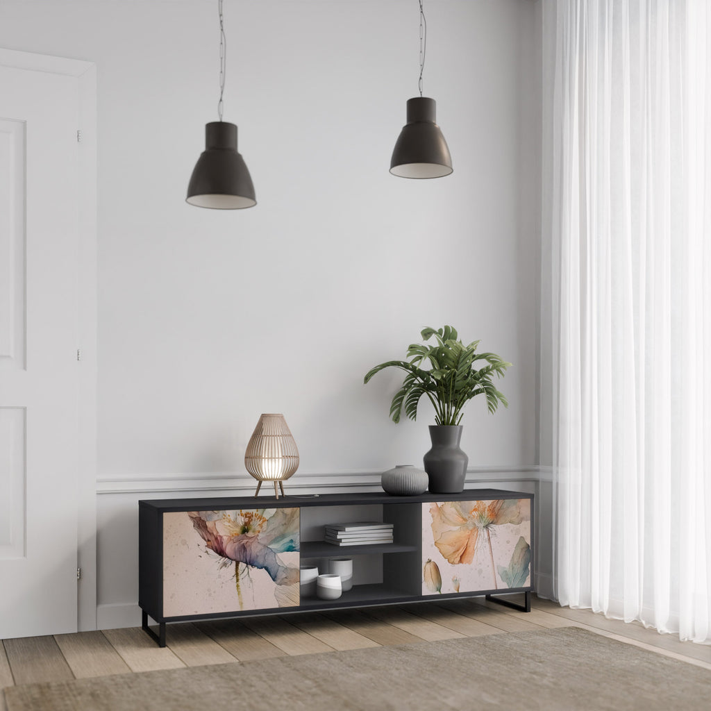 SOFTEN POPPY Móvel de TV com 2 Portas em Acabamento Preto