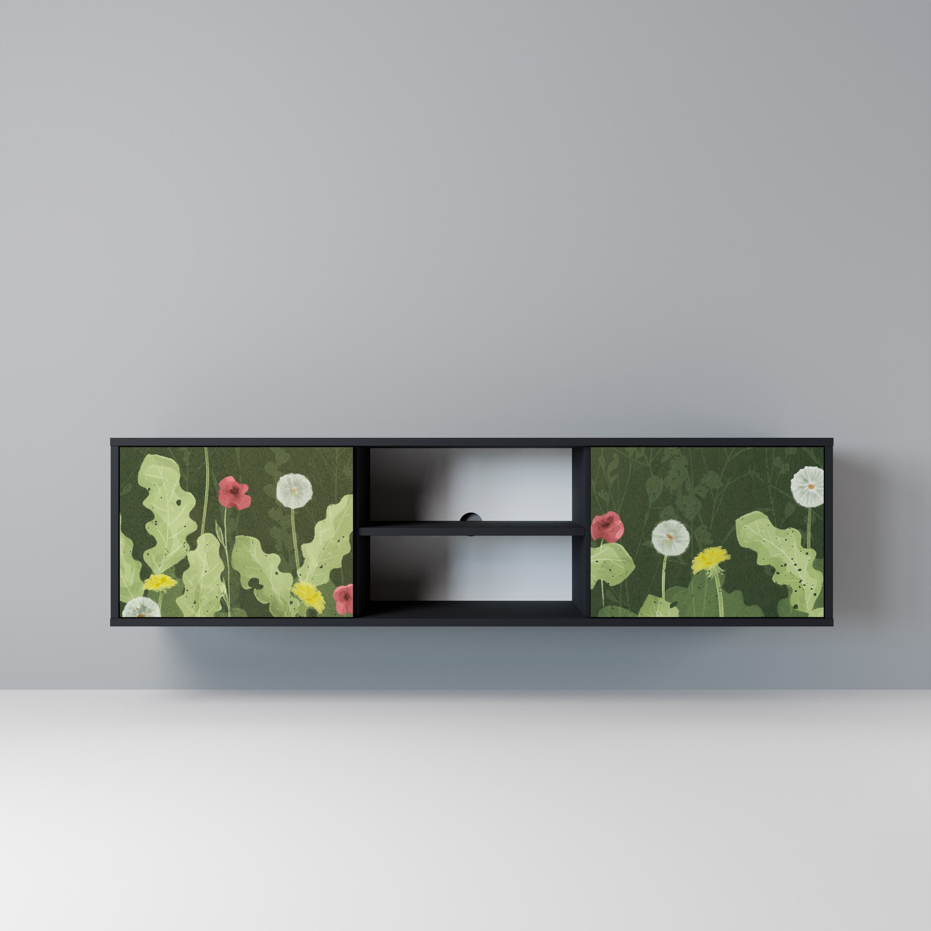 DANDELION AMUSE Móvel de TV com 2 Portas em Acabamento Preto