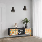FLORAL DECOR Móvel de TV com 2 Portas em Acabamento Preto