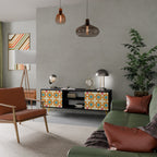 FLORAL DECOR Móvel de TV com 2 Portas em Acabamento Preto