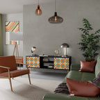 FLORAL DECOR Móvel de TV com 2 Portas em Acabamento Preto