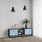 BLOOMY MORNING Móvel de TV com 2 Portas em Acabamento Preto