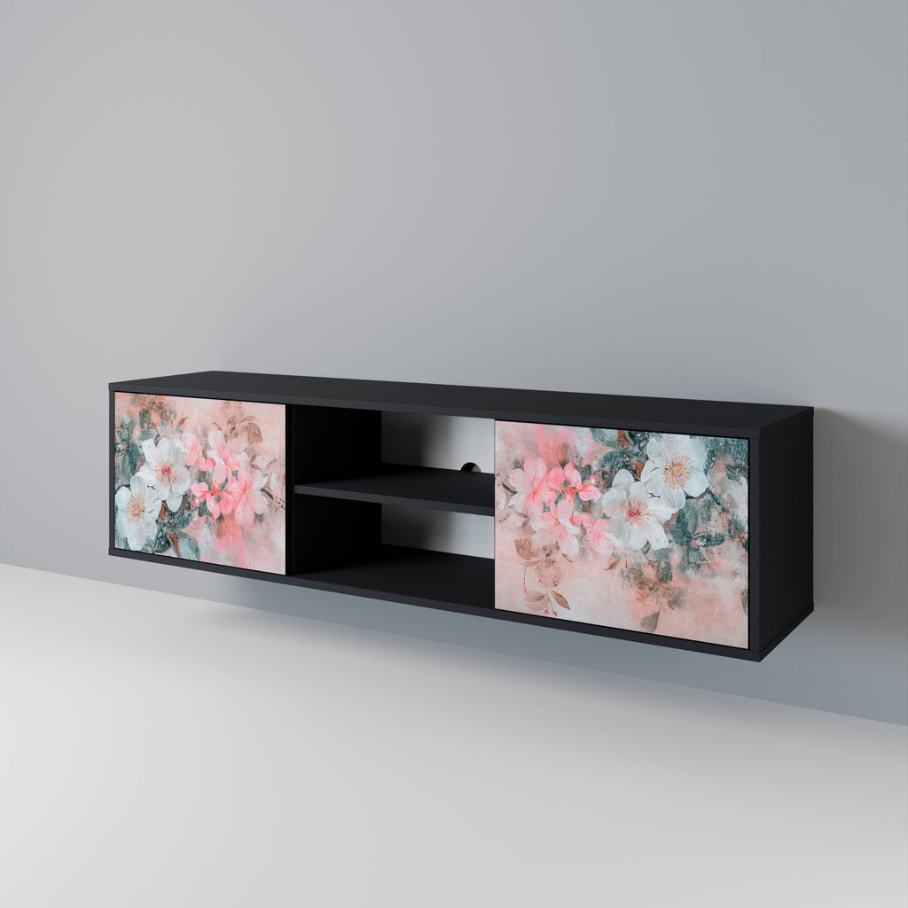 CHERRY BLOSSOM 2-Door TV Stand in Black Finish