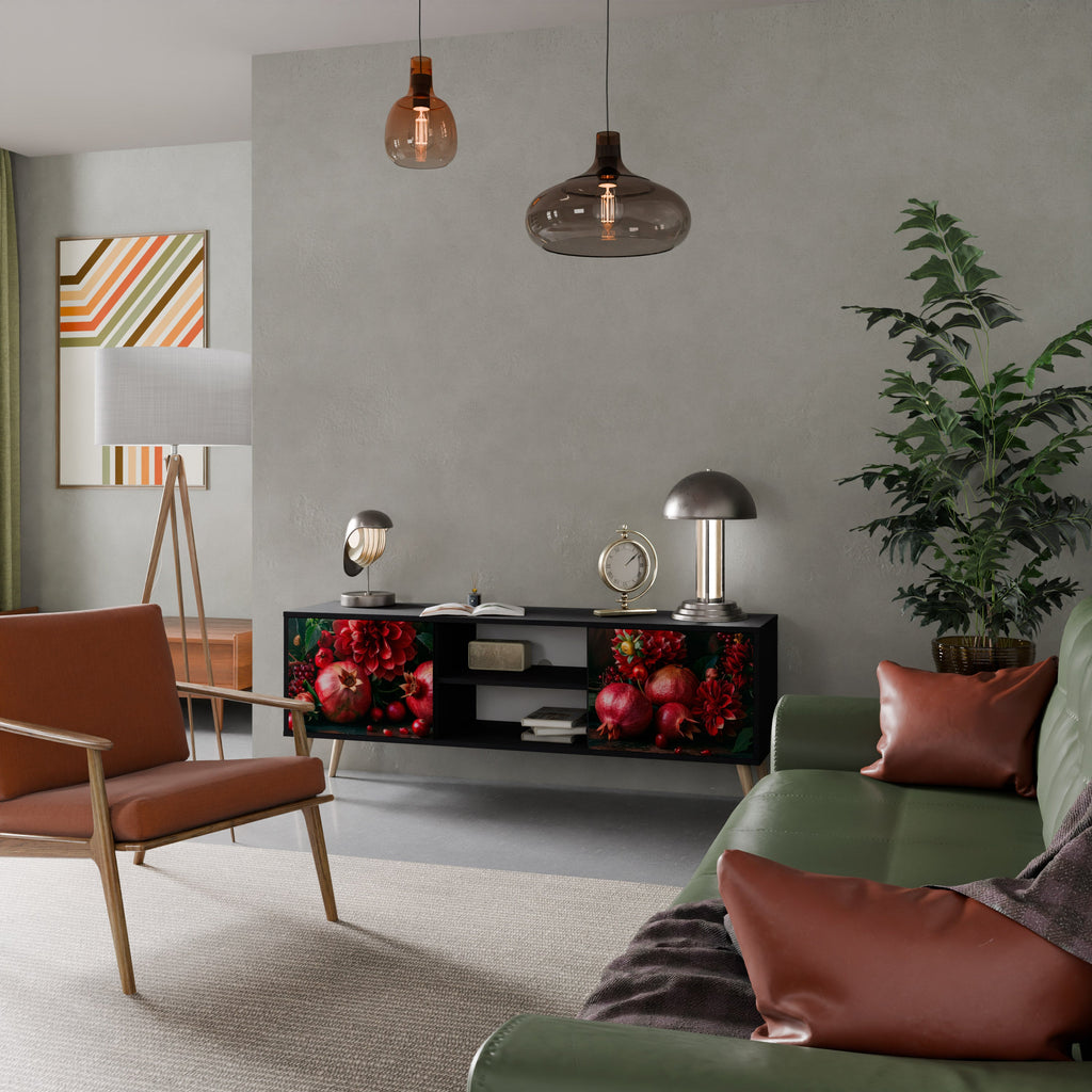 DAHLIAS AND POMEGRANATES Móvel de TV com 2 Portas em Acabamento Preto