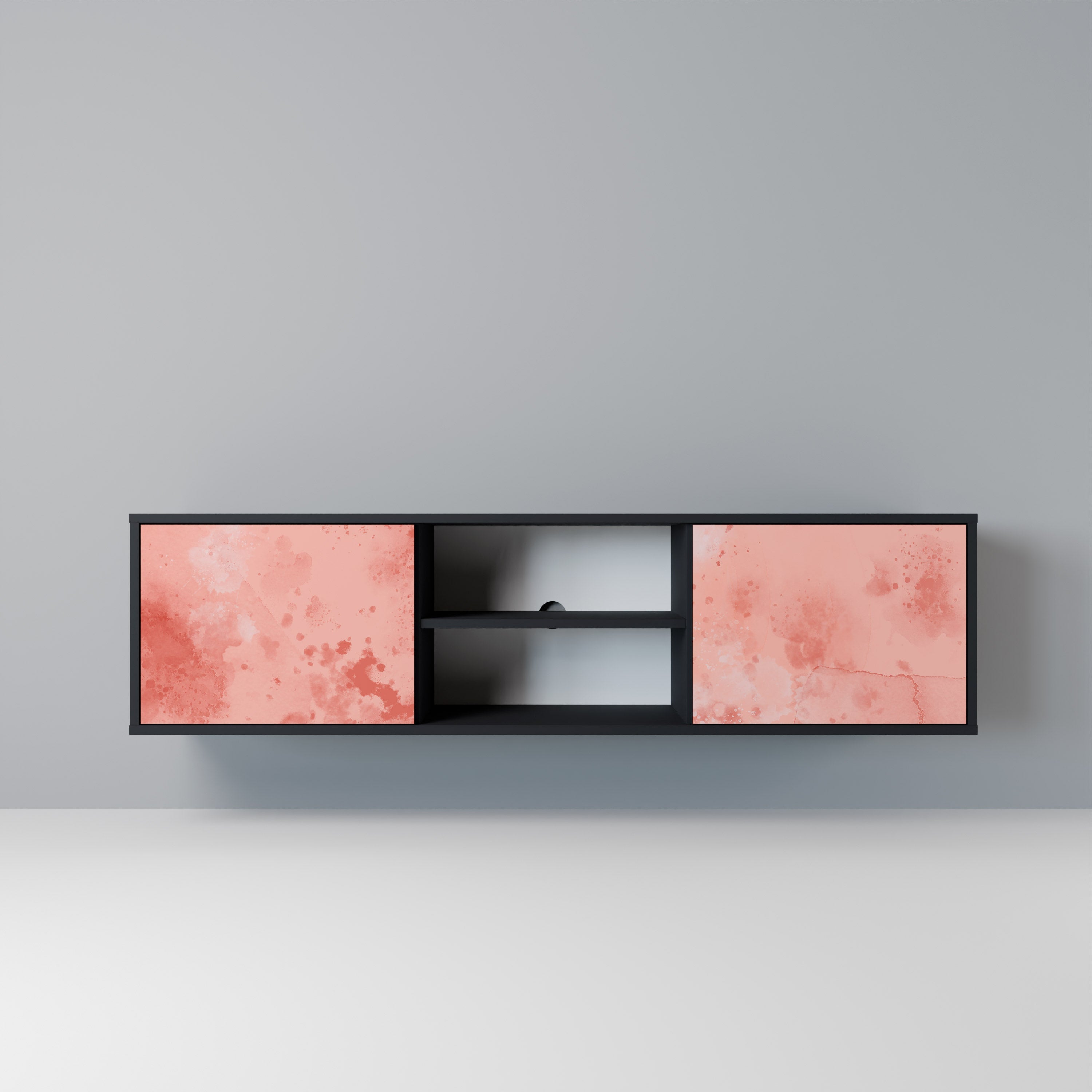 CRANE DANCE Móvel de TV com 2 Portas em Acabamento Preto