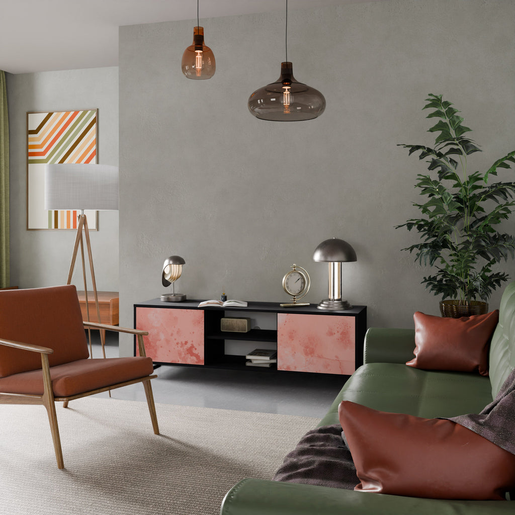 CRANE DANCE Móvel de TV com 2 Portas em Acabamento Preto