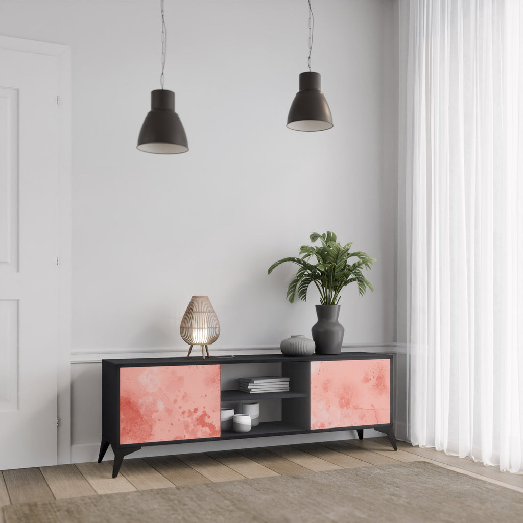 CRANE DANCE Móvel de TV com 2 Portas em Acabamento Preto