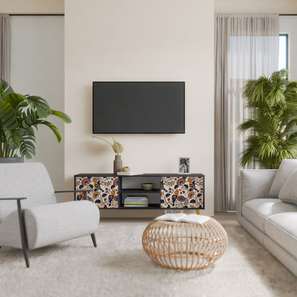 EMINENT HOOPOE Móvel de TV com 2 Portas em Acabamento Preto