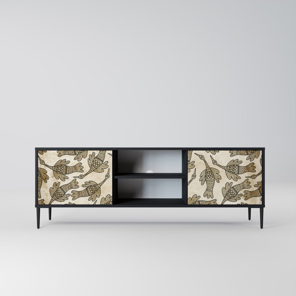 ALMONDINE SONGBIRD Móvel de TV com 2 Portas em Acabamento Preto