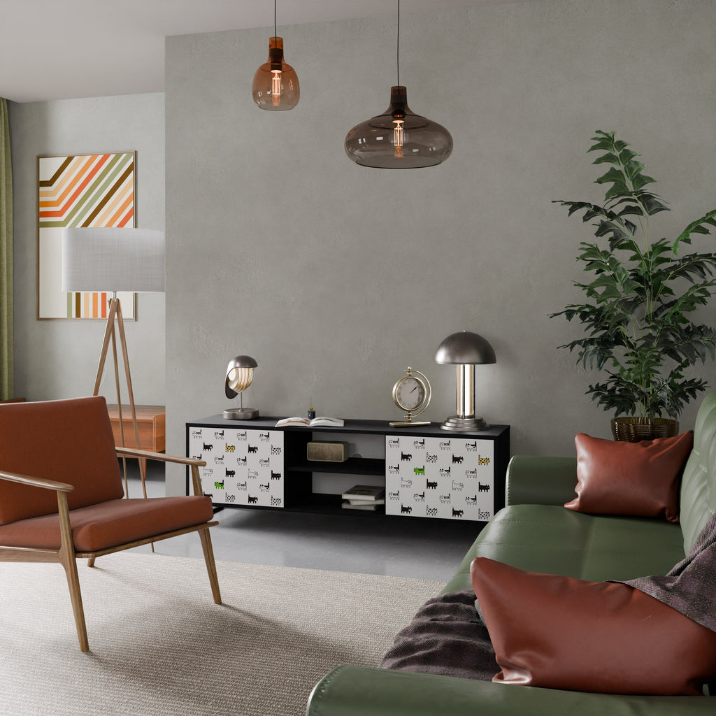 CATS COMPILATION Móvel de TV com 2 Portas em Acabamento Preto