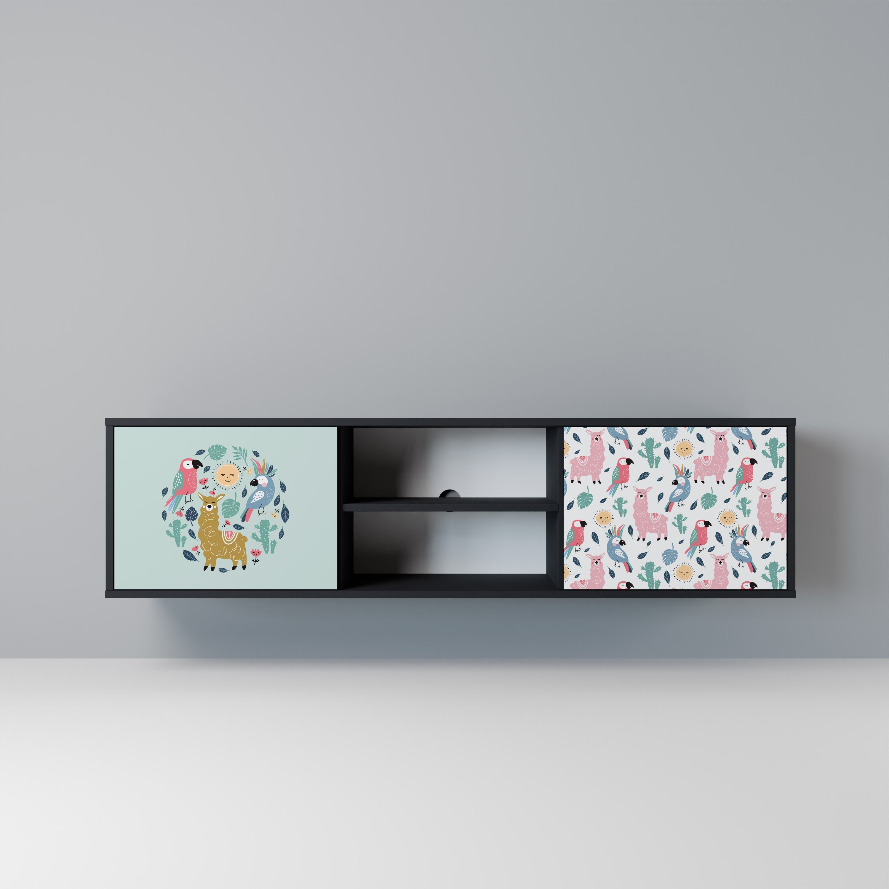 COLORFUL ALPACAS Móvel de TV com 2 Portas em Acabamento Preto