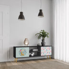 COLORFUL ALPACAS Móvel de TV com 2 Portas em Acabamento Preto