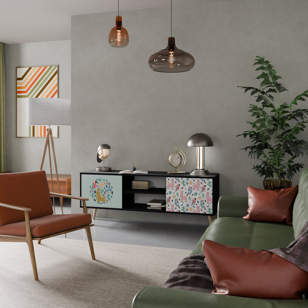 COLORFUL ALPACAS Móvel de TV com 2 Portas em Acabamento Preto