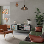 COLORFUL ALPACAS Móvel de TV com 2 Portas em Acabamento Preto