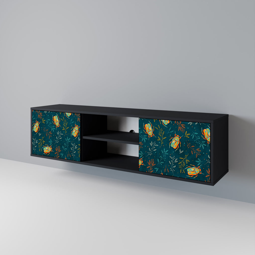 AUTUMN INSECTS Móvel de TV com 2 Portas em Acabamento Preto