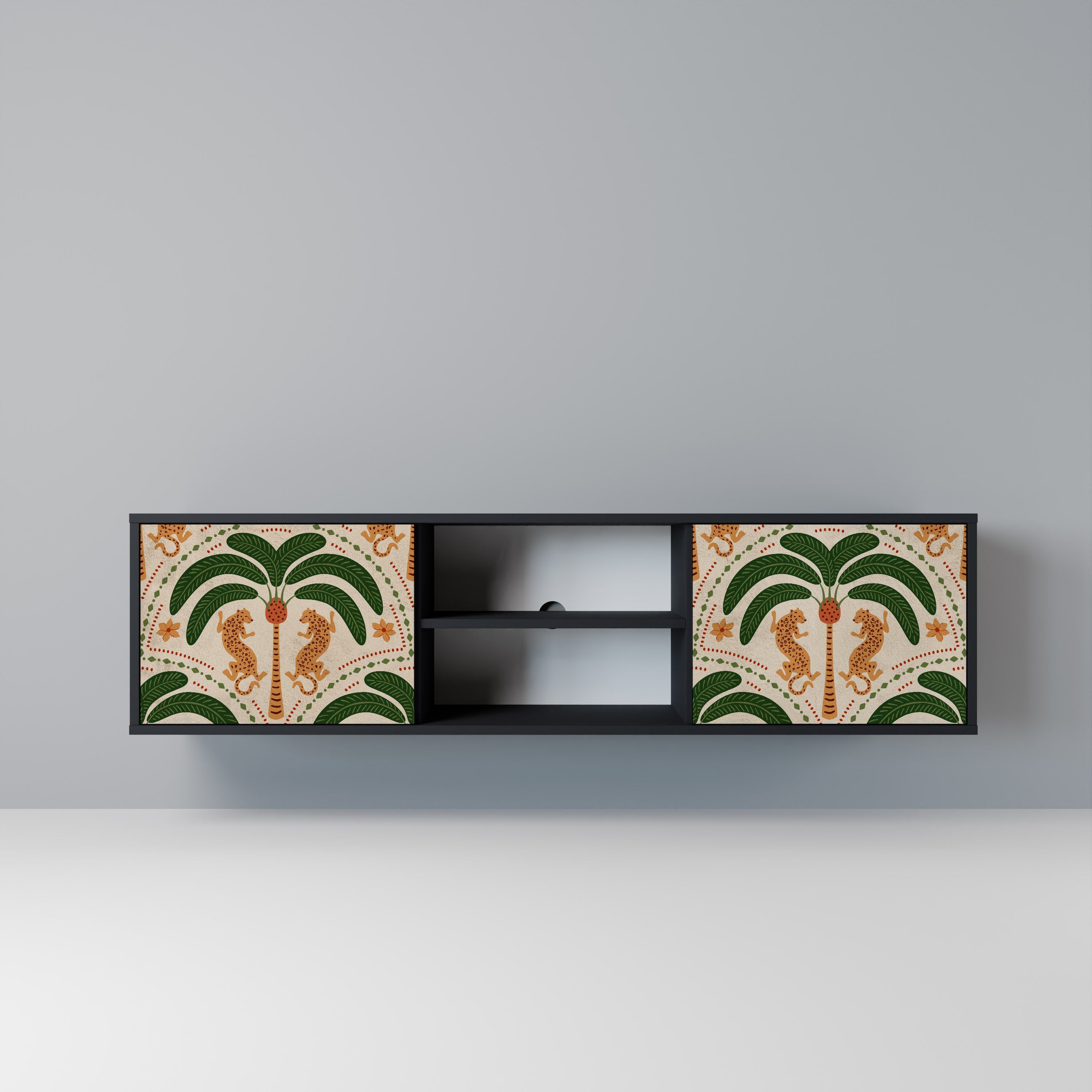 DANCING PREDATORS Móvel de TV com 2 Portas em Acabamento Preto