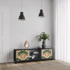 DANCING PREDATORS 2-Door TV Stand in Black Finish