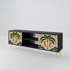 DANCING PREDATORS 2-Door TV Stand in Black Finish