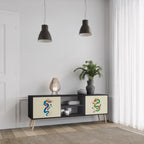 MYTHOLOGICAL CREATURES Móvel de TV com 2 Portas em Acabamento Preto