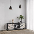 HAPPY HENS Móvel de TV com 2 Portas em Acabamento Preto