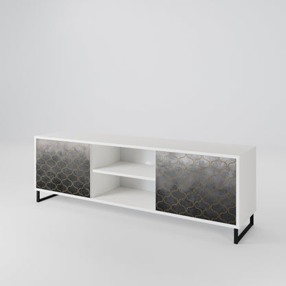 TESSELATED GRAYISH 2-Door TV Cabinet