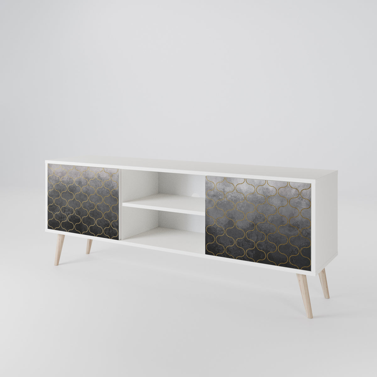 TESSELATED GRAYISH 2-Door TV Cabinet
