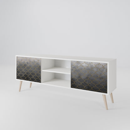 TESSELATED GRAYISH 2-Door TV Cabinet