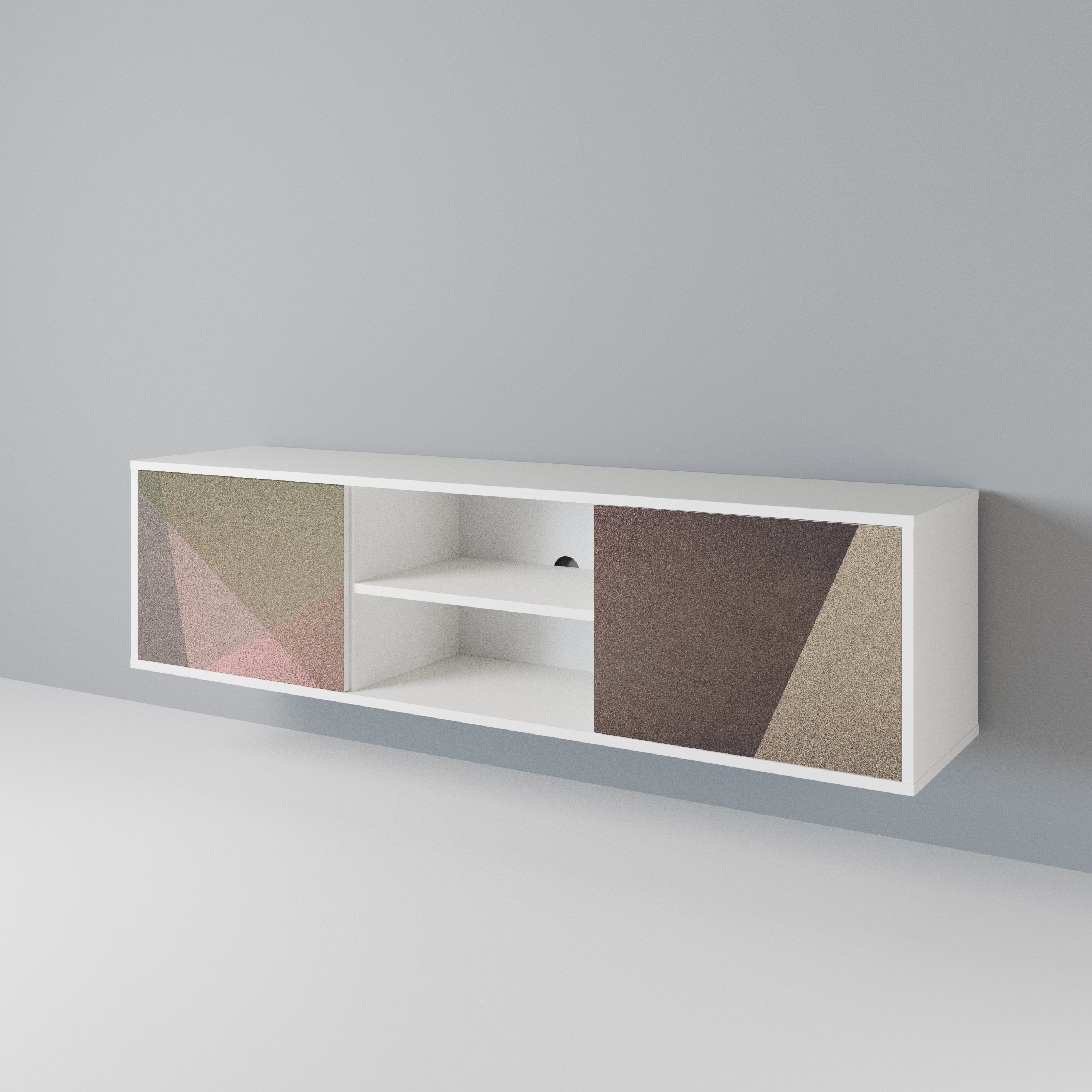 BEIGE GEOMETRY Móvel de TV de 2 Portas
