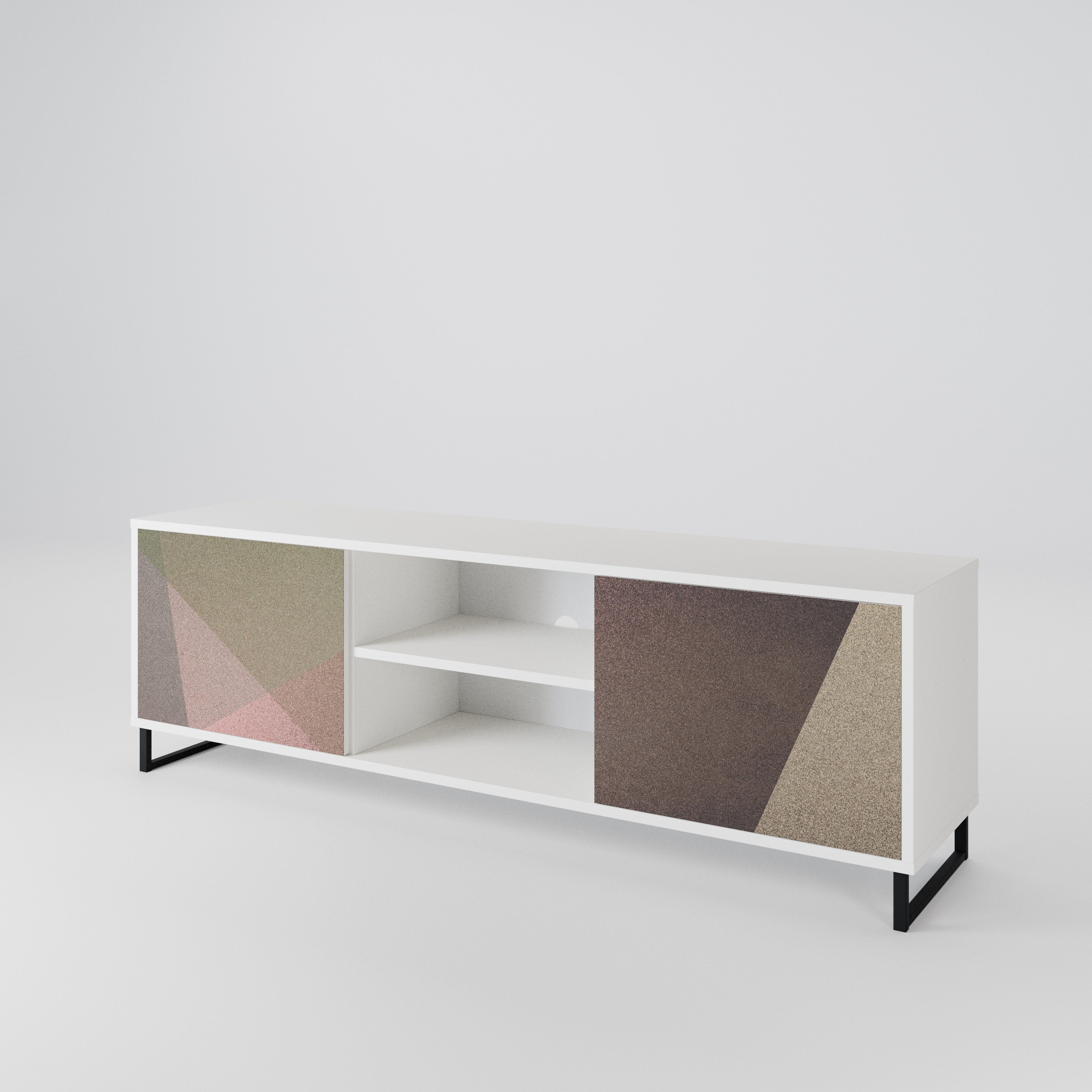 BEIGE GEOMETRY Móvel de TV de 2 Portas