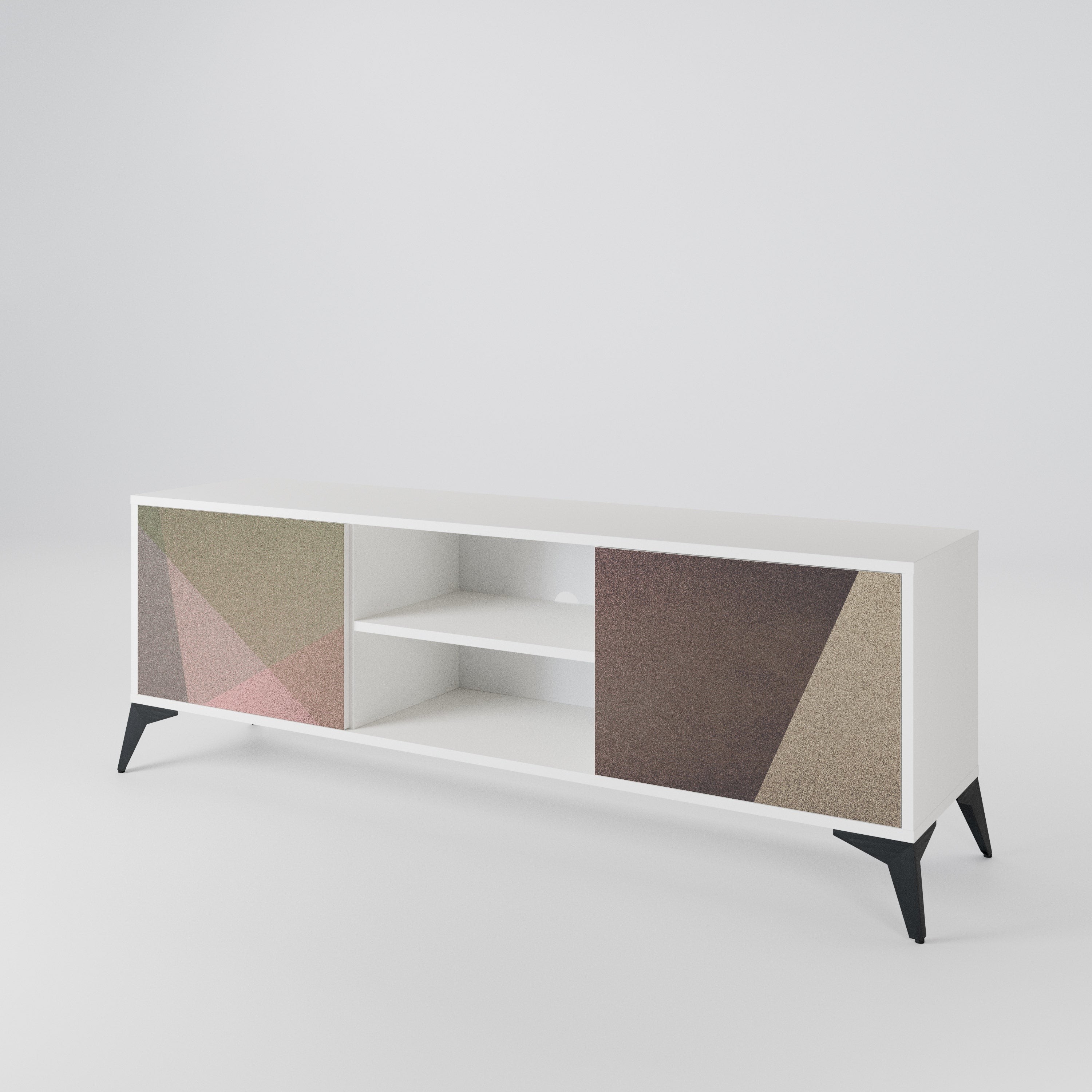 BEIGE GEOMETRY Móvel de TV de 2 Portas