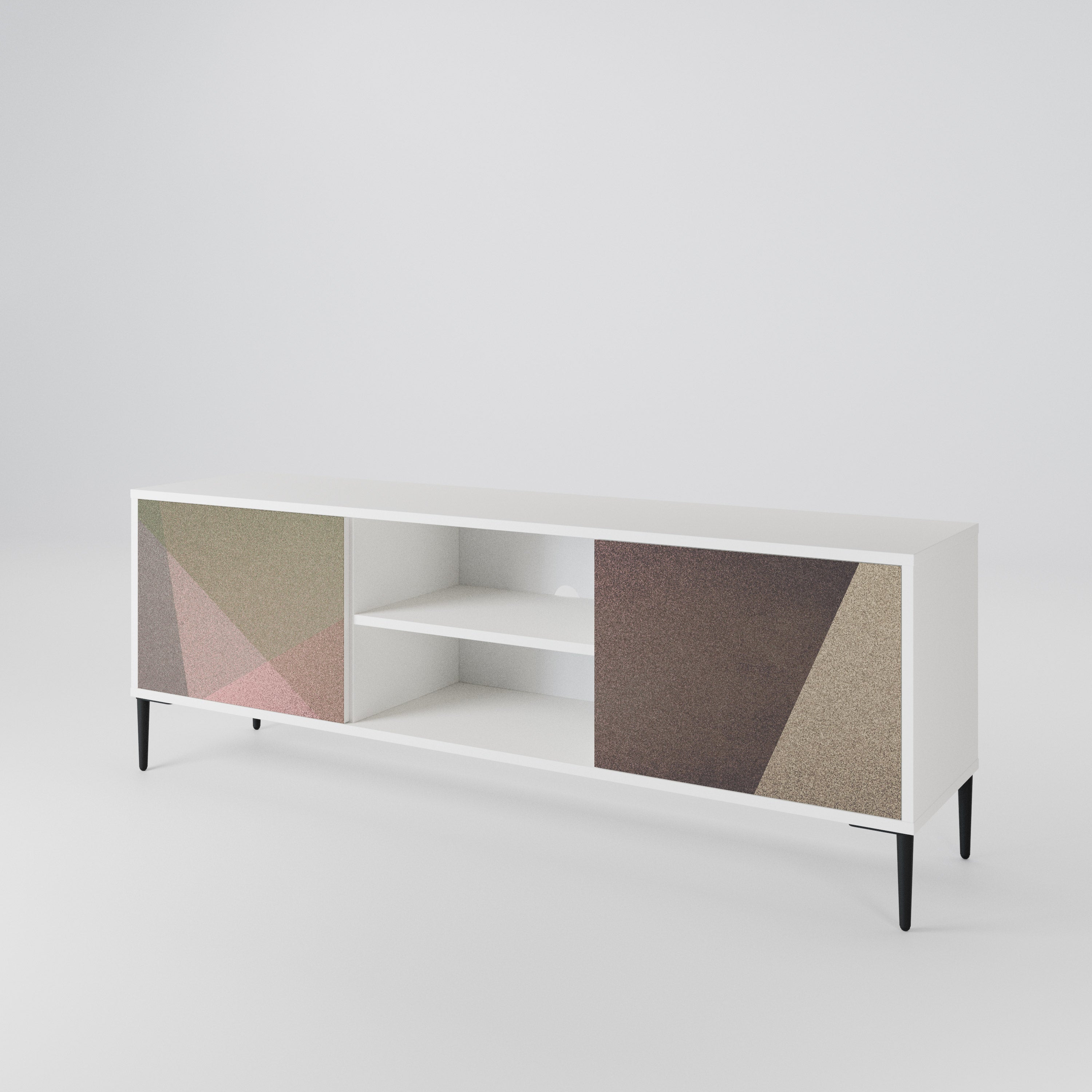 BEIGE GEOMETRY Móvel de TV de 2 Portas