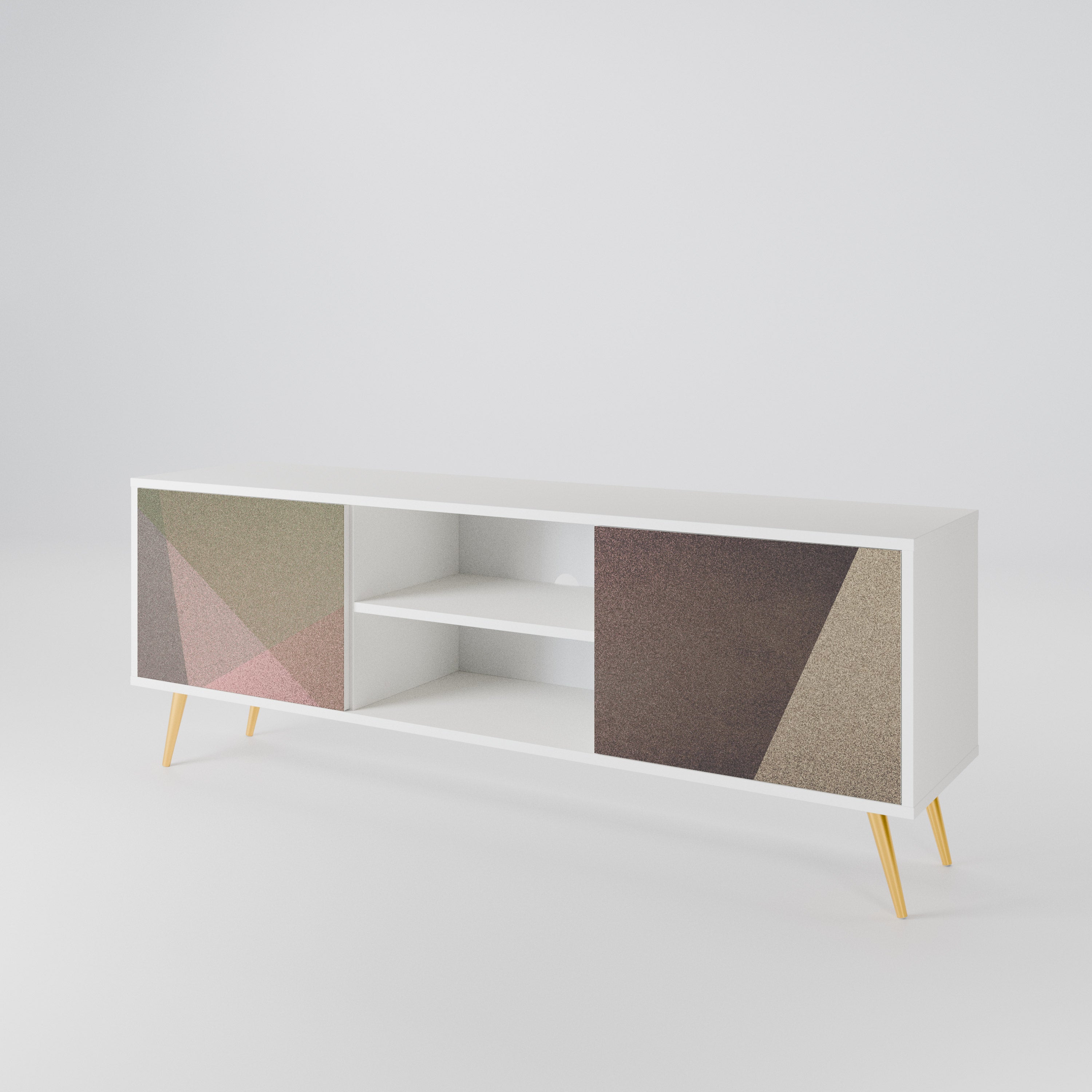 BEIGE GEOMETRY Móvel de TV de 2 Portas