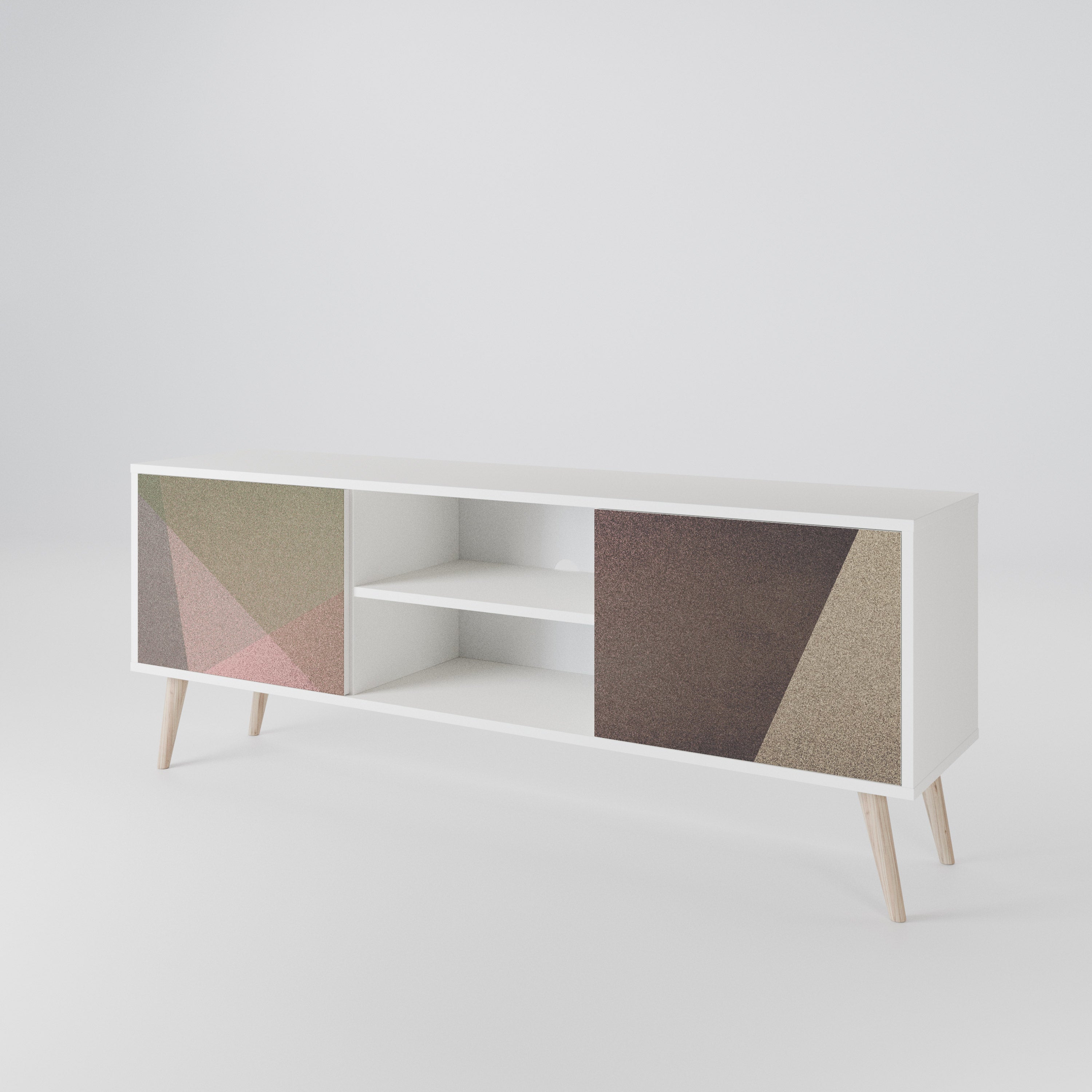 BEIGE GEOMETRY Móvel de TV de 2 Portas
