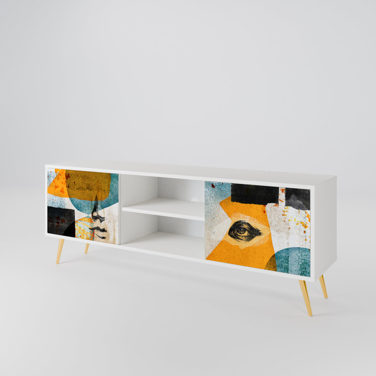 ABSTRACT FACES 2-Door TV Cabinet