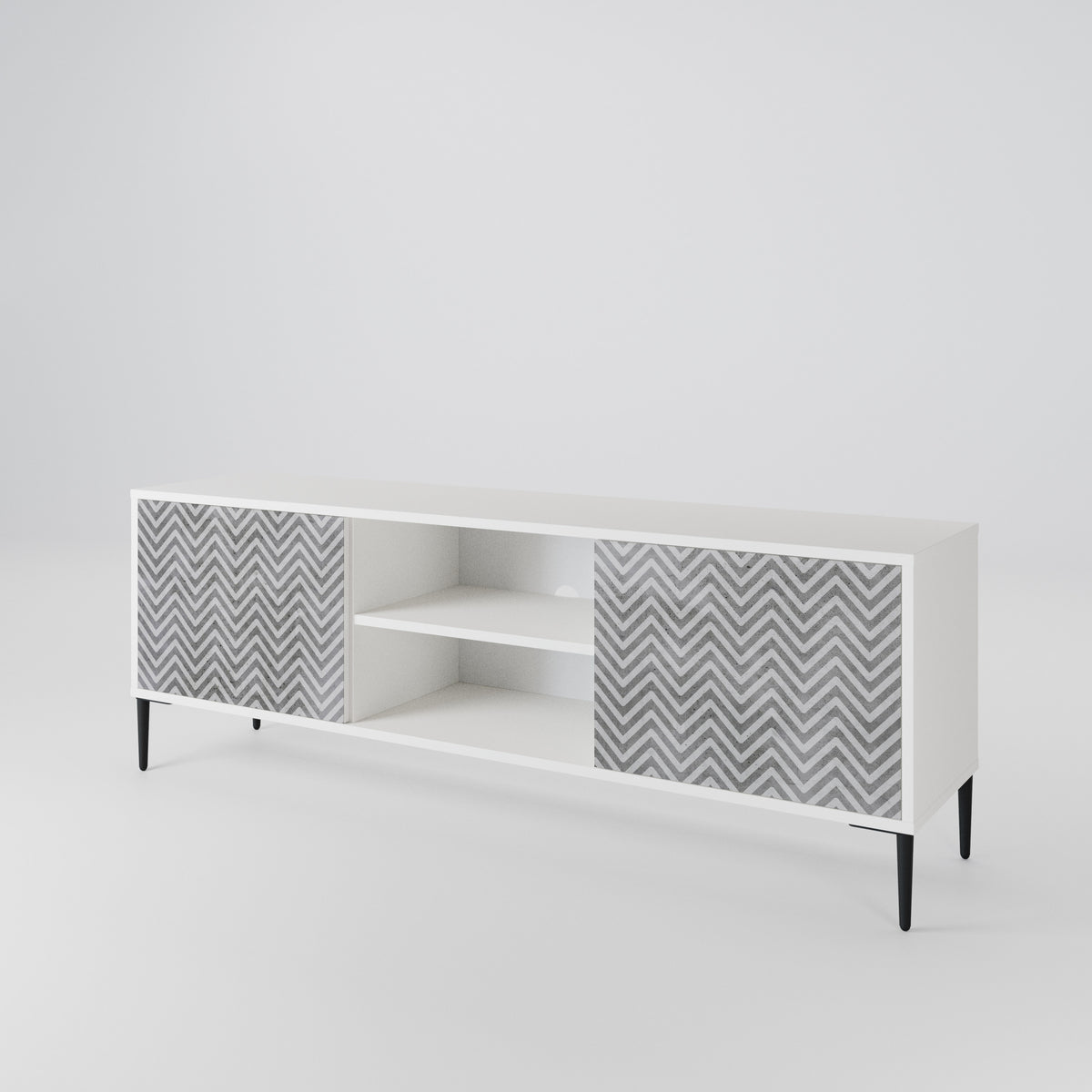 CONCRETE ZIG ZAG 2-Door TV Cabinet