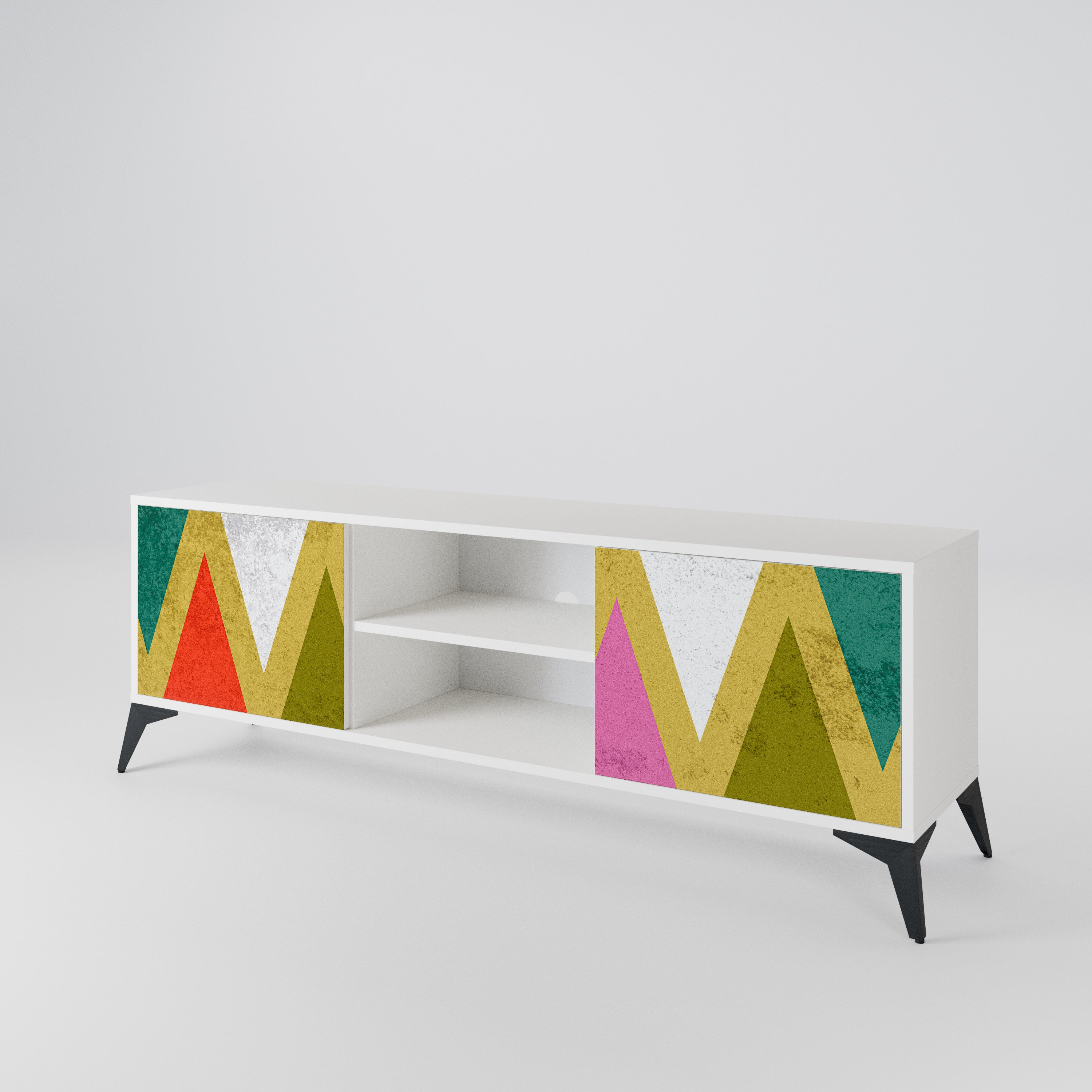 COLORFUL TRIANGLES 2-Door TV Cabinet