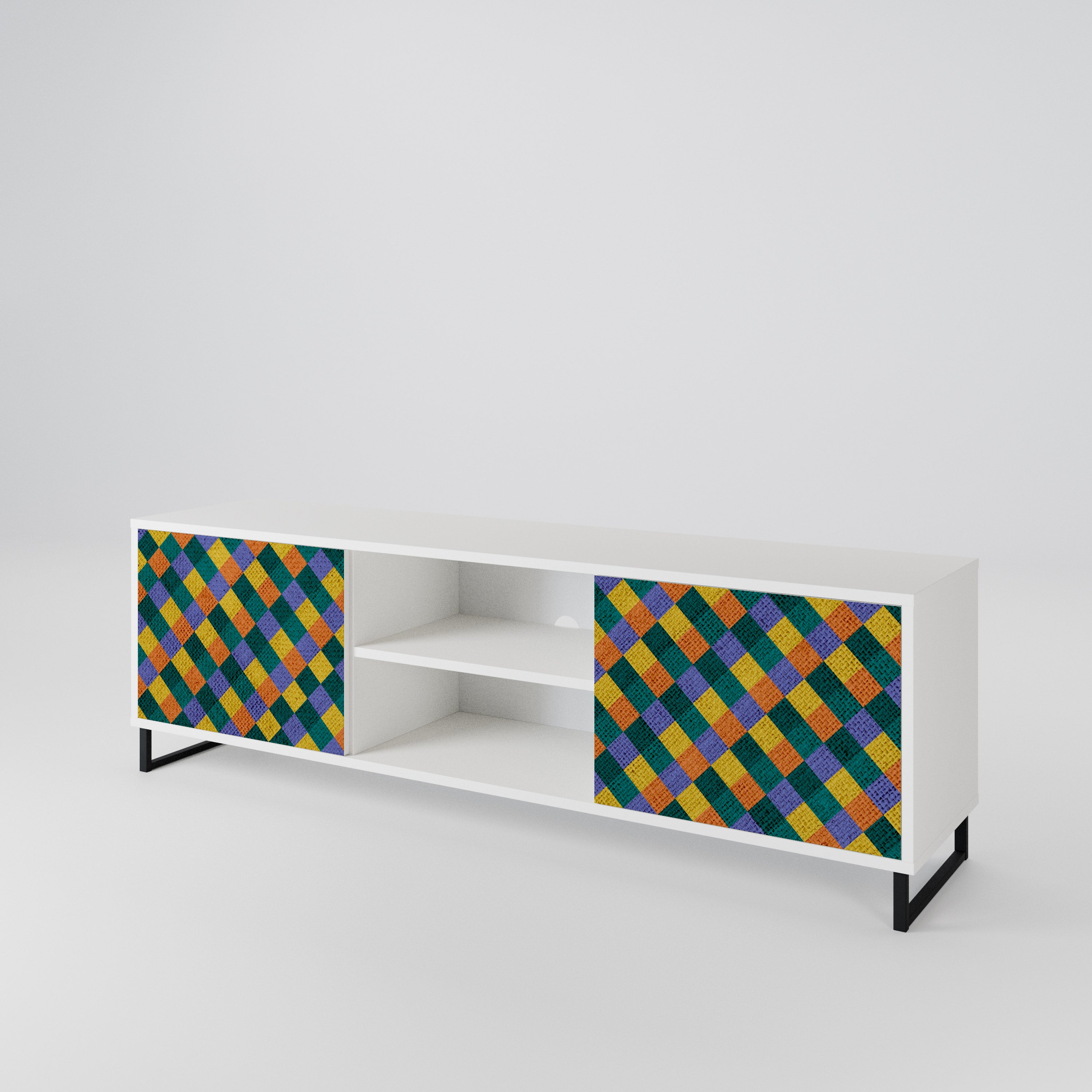 PAINTED SQUARES MIX 2-Door TV Cabinet