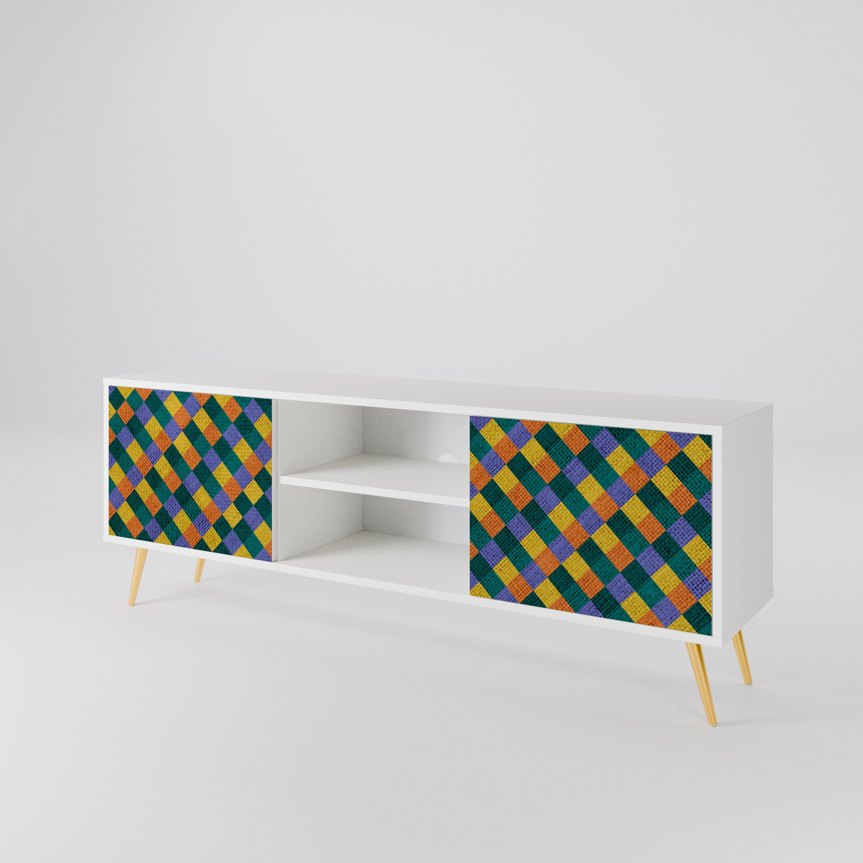 PAINTED SQUARES MIX 2-Door TV Cabinet