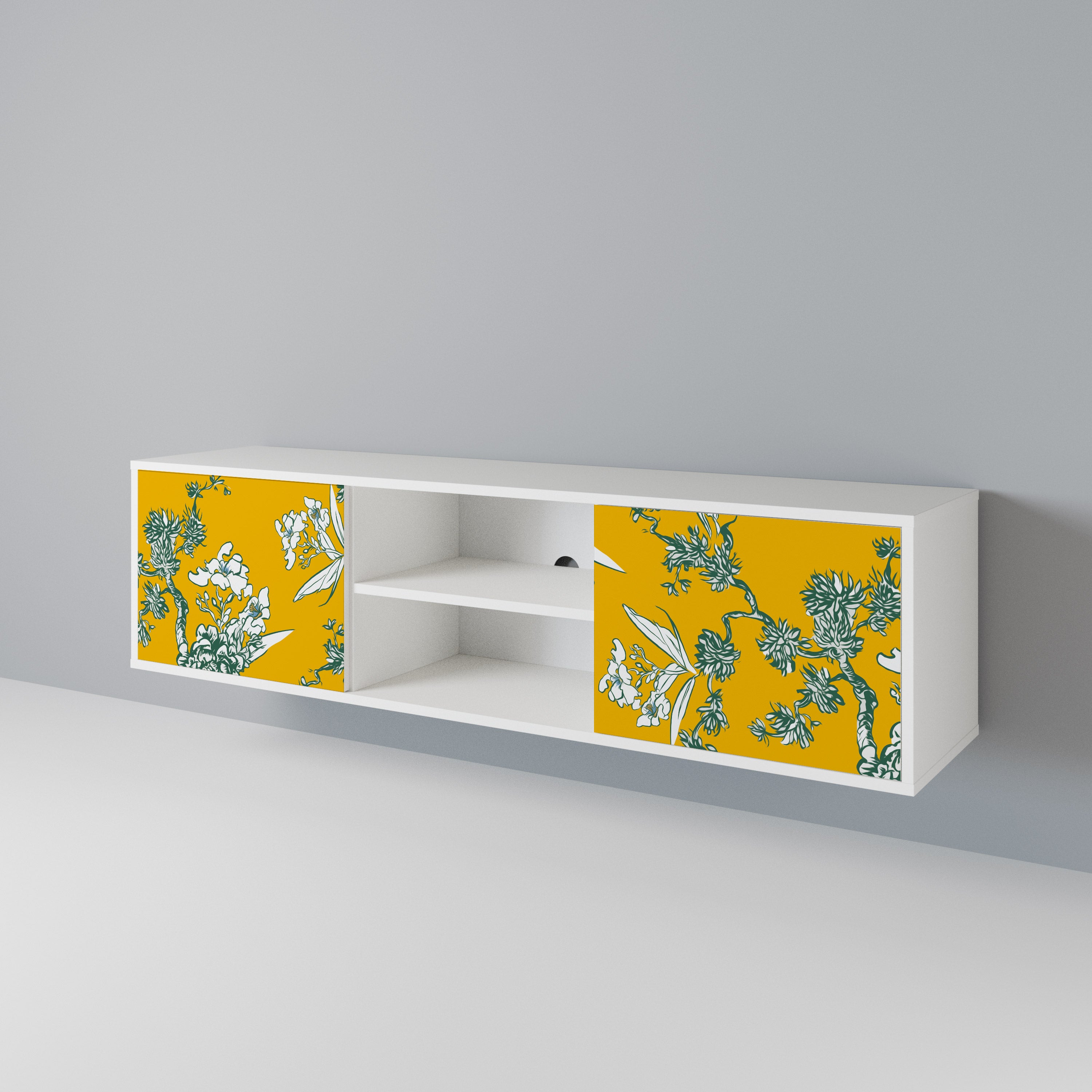 YELLOW CHINOISERIE 2-Door TV Cabinet