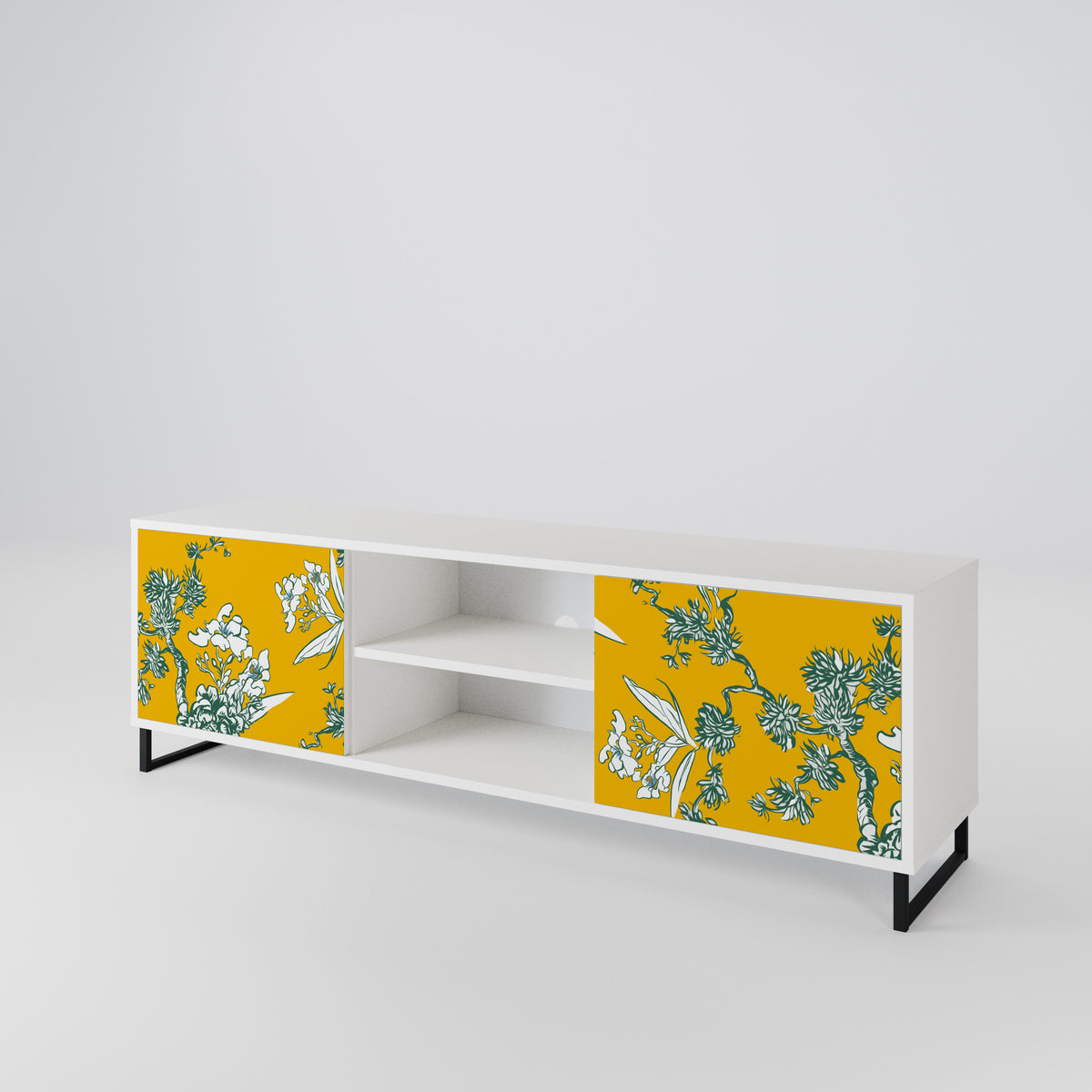 YELLOW CHINOISERIE 2-Door TV Cabinet