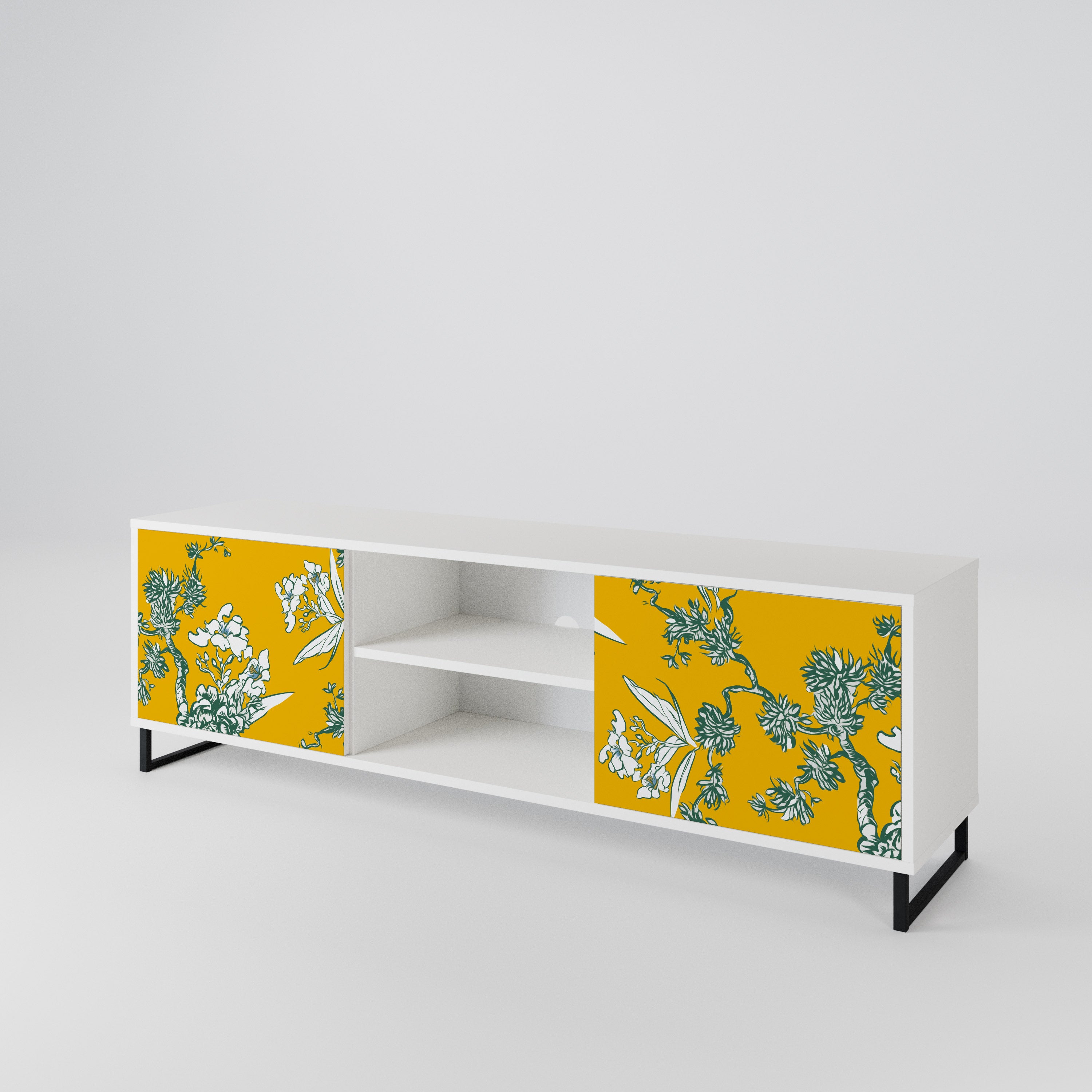 YELLOW CHINOISERIE 2-Door TV Cabinet