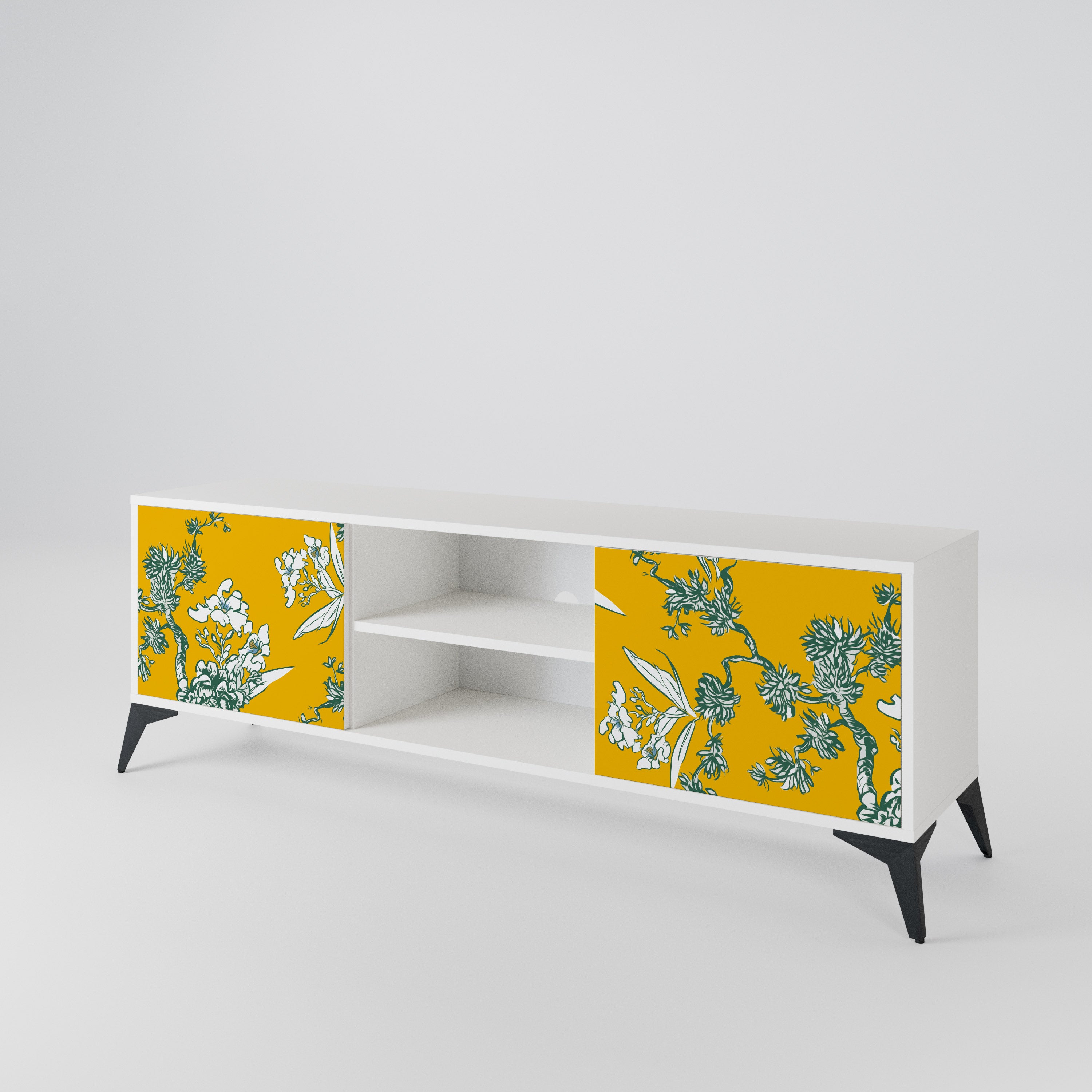 YELLOW CHINOISERIE 2-Door TV Cabinet