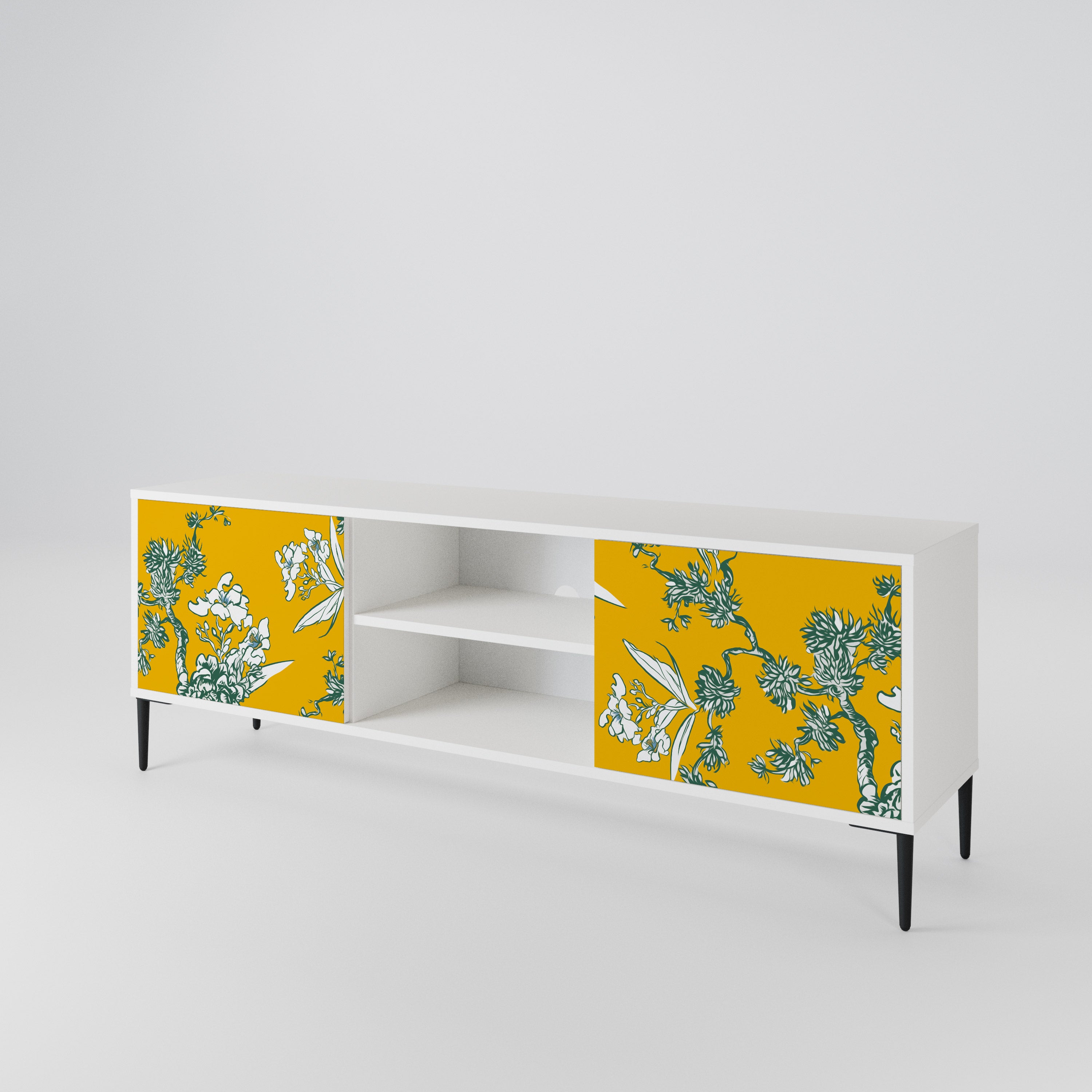 YELLOW CHINOISERIE 2-Door TV Cabinet