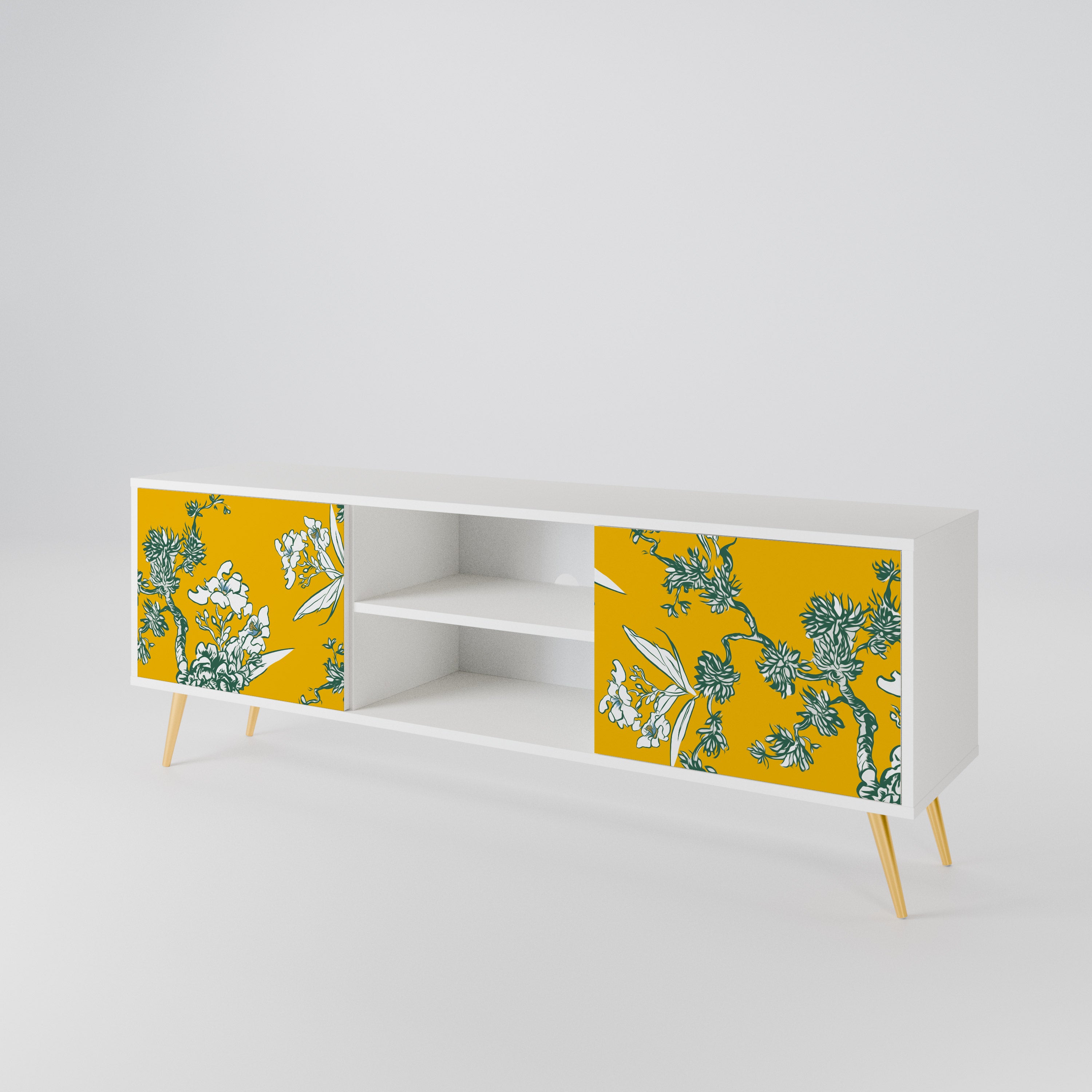 YELLOW CHINOISERIE 2-Door TV Cabinet