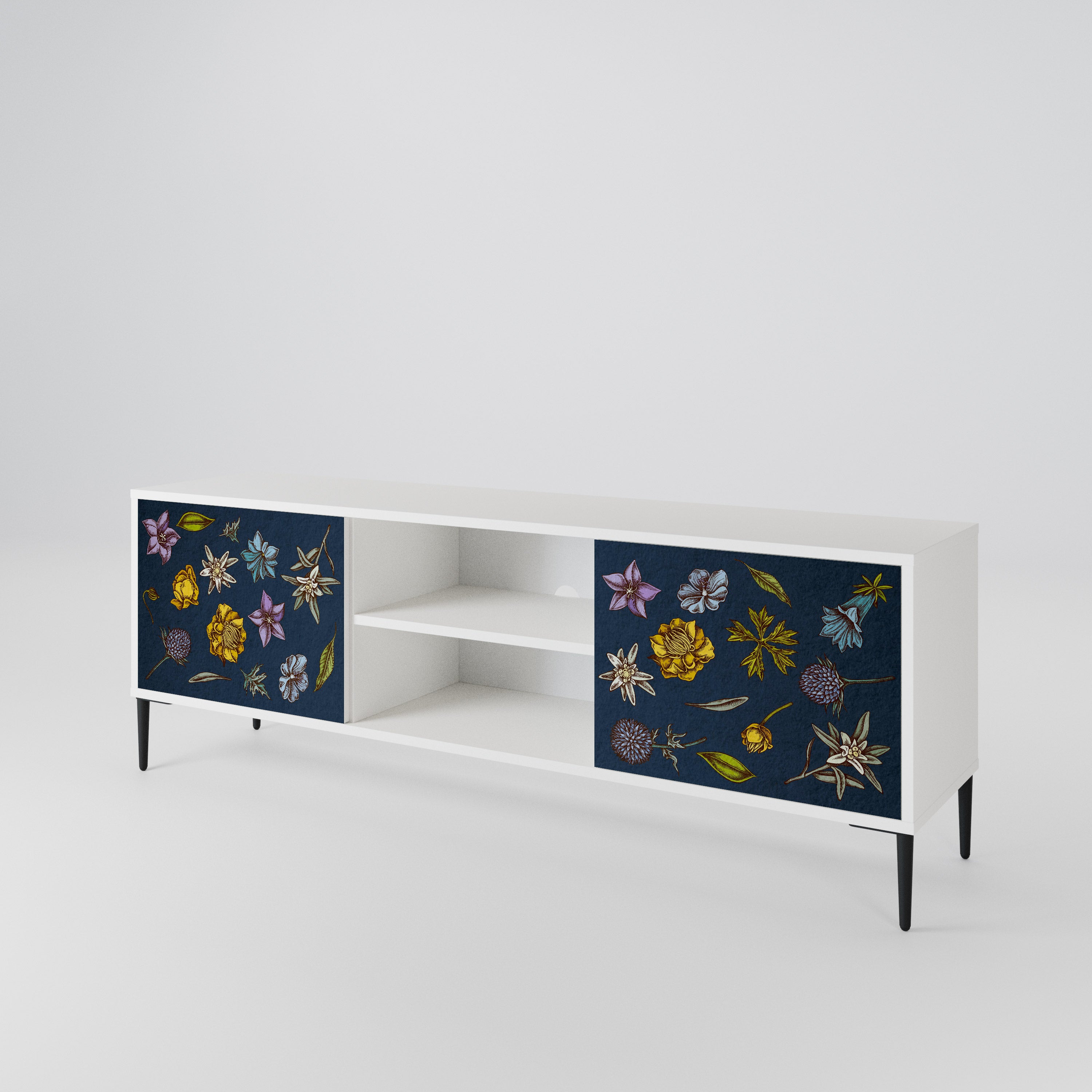 FLOWERS ON NAVY BLUE Móvel de TV de 2 Portas