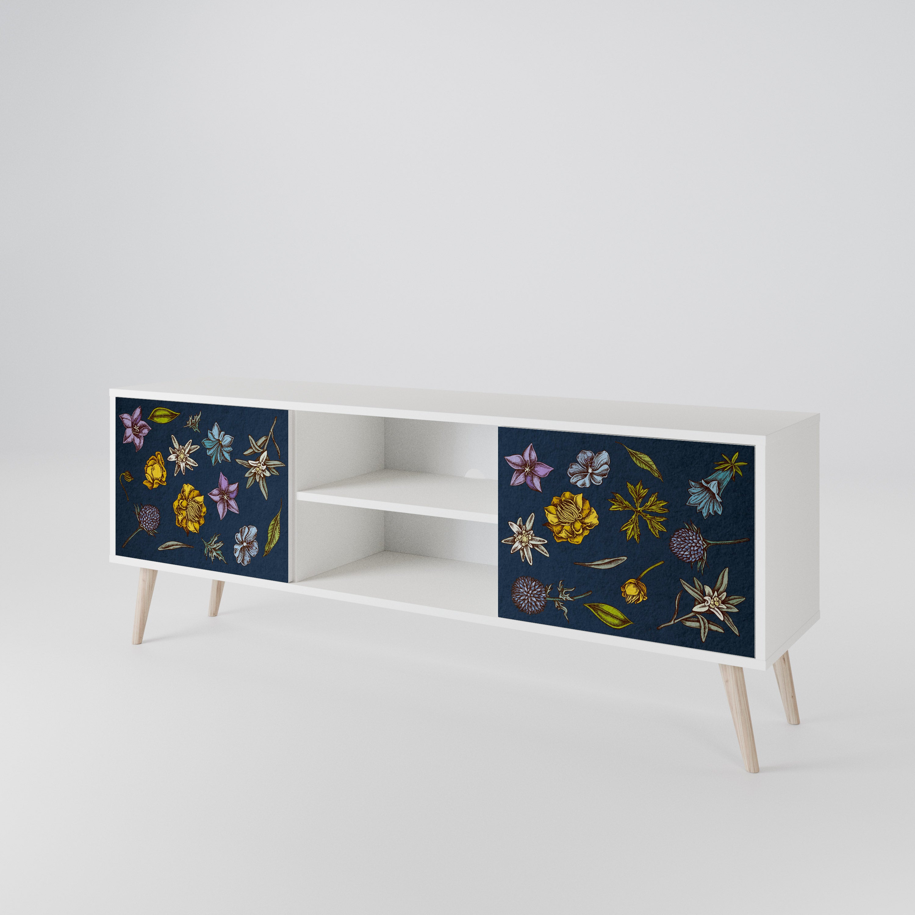 FLOWERS ON NAVY BLUE Móvel de TV de 2 Portas